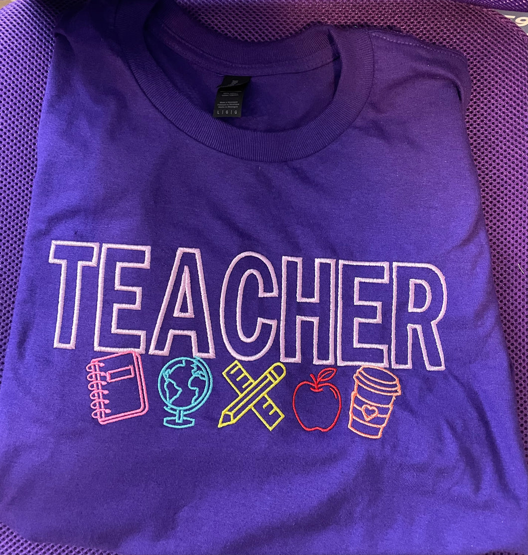 Embroidered Teacher T-Shirt