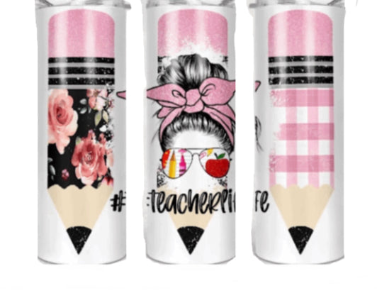 Teacher Life Pencil Designs Tumbler