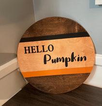Load image into Gallery viewer, Hello Pumpkin Fall Wood Sign
