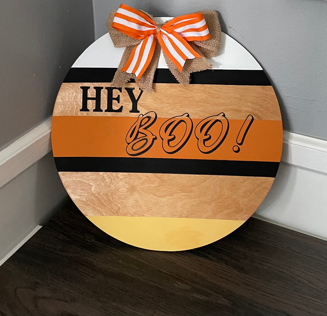 Hey Boo Fall Wood Sign