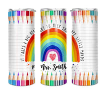 Load image into Gallery viewer, Rainbow Colored Pencil w/ Name Tumbler (A Big Heart)
