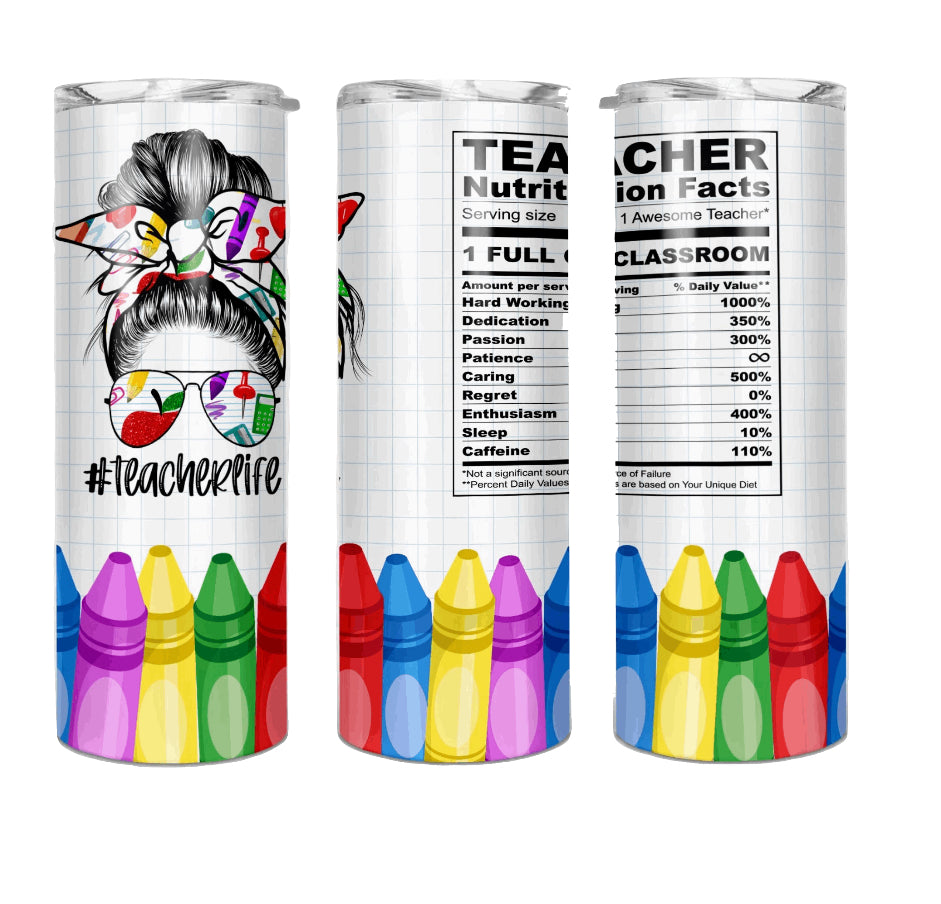 Teacher Life Nutrition Facts Tumbler